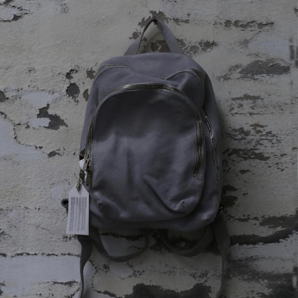 Guidi soft horse leather double zipper backpack DBP05 Italy GD-DBP05-HUI gray